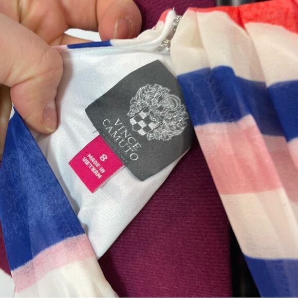 Vince Camuto stripe maxi dress blue red pink whiteUS 8 - Picture 7 of 13